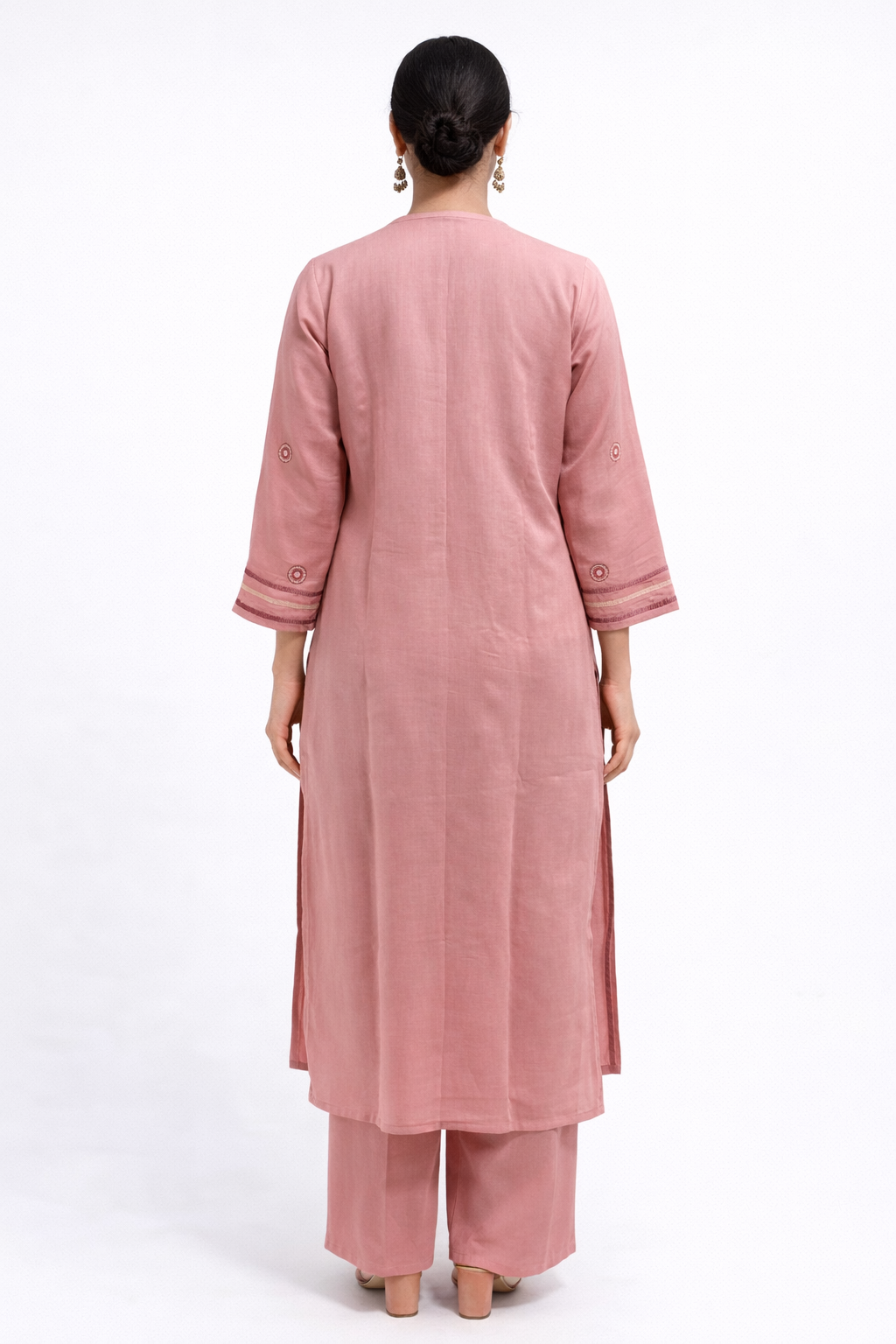 Blush Rosette Embroidered Kurti Set - Image 3