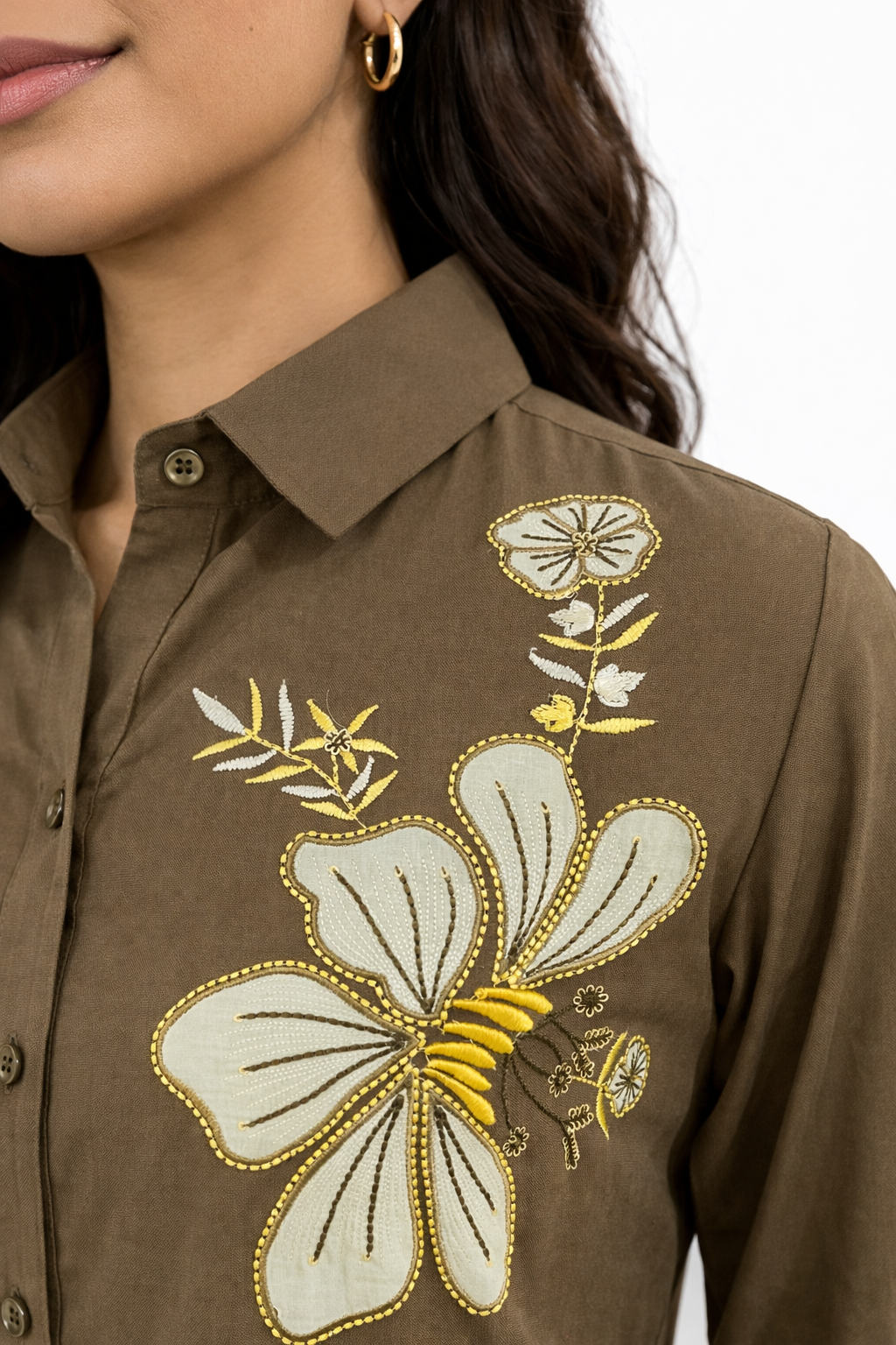 Olive Bloom Embroidered Co-Ord Set - Image 3