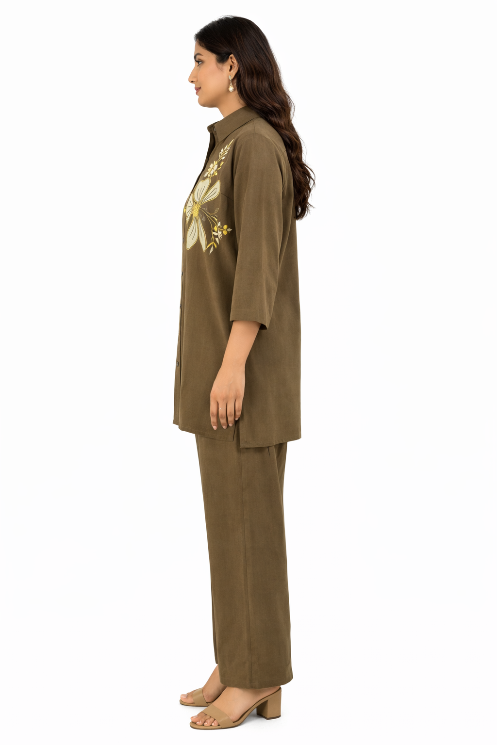 Olive Bloom Embroidered Co-Ord Set - Image 4