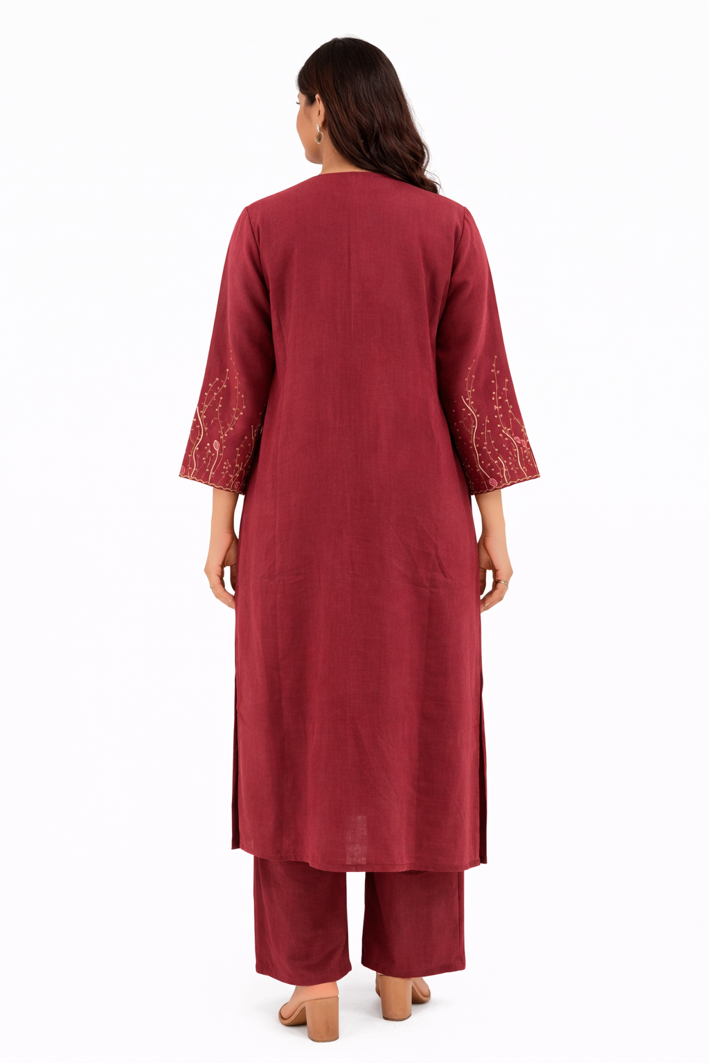 Ruby Bloom Embroidered Kurti Set - Image 4