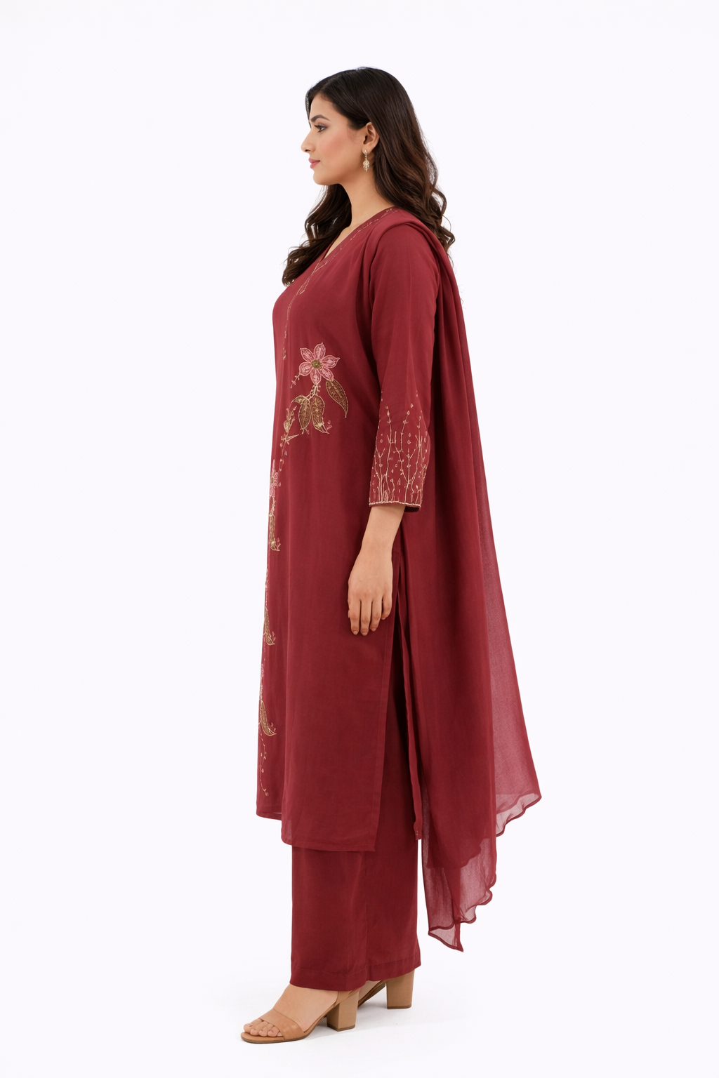 Ruby Bloom Embroidered Kurti Set - Image 2